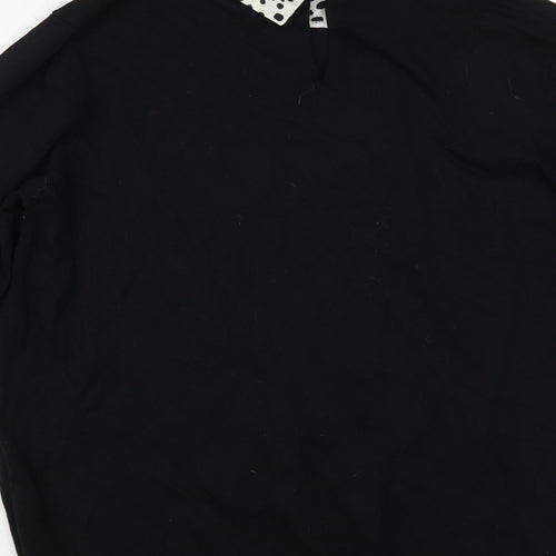 Dorothy Perkins Womens Black Collared Animal Print Viscose Pullover Jumper Size 12