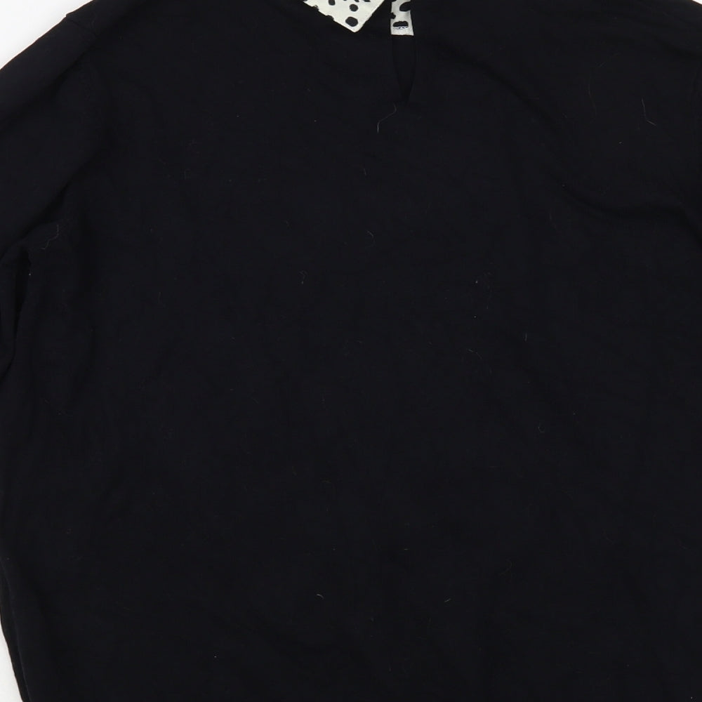 Dorothy Perkins Womens Black Collared Animal Print Viscose Pullover Jumper Size 12