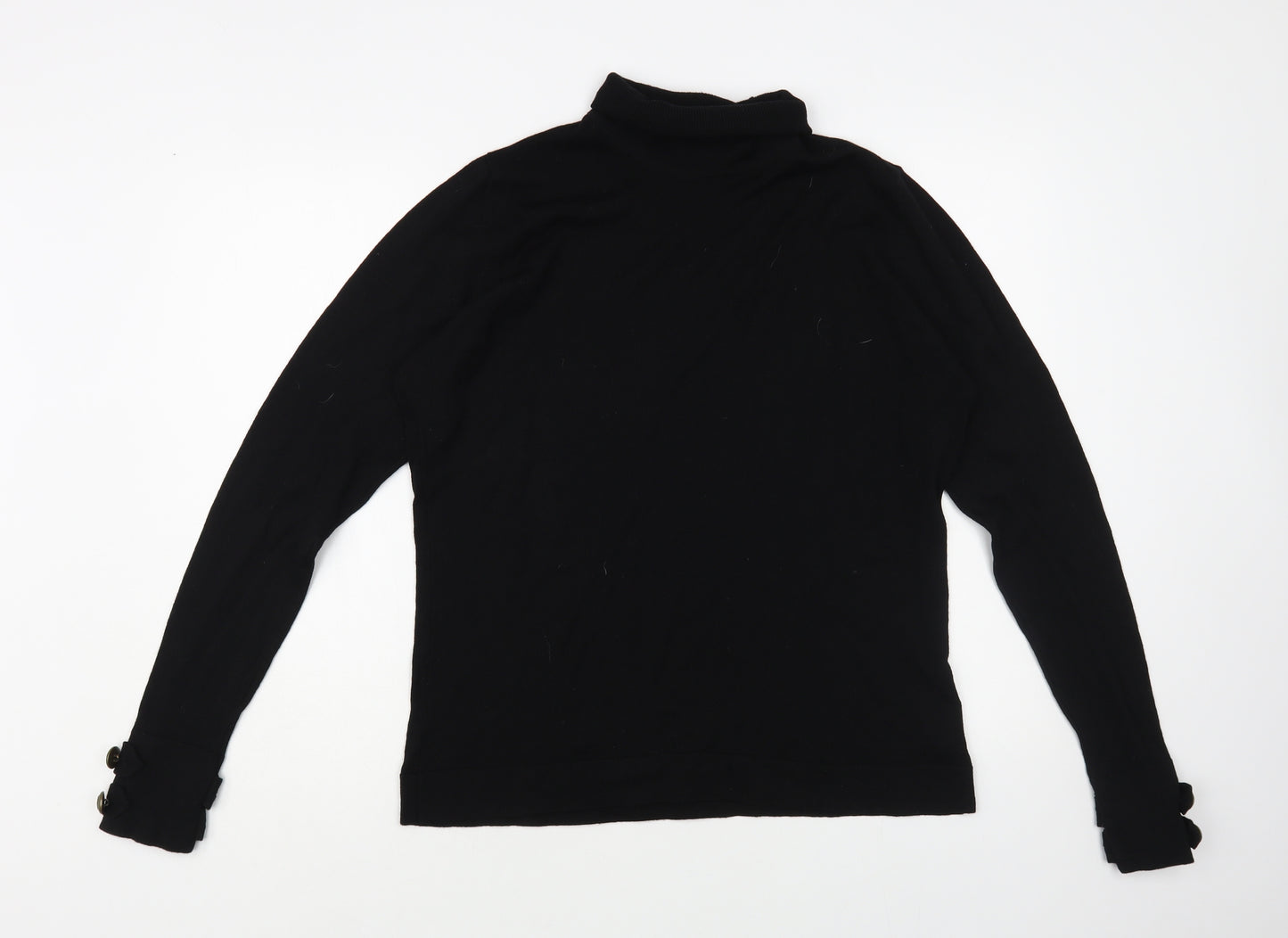 Marks and Spencer Womens Black Roll Neck Wool Pullover Jumper Size 18