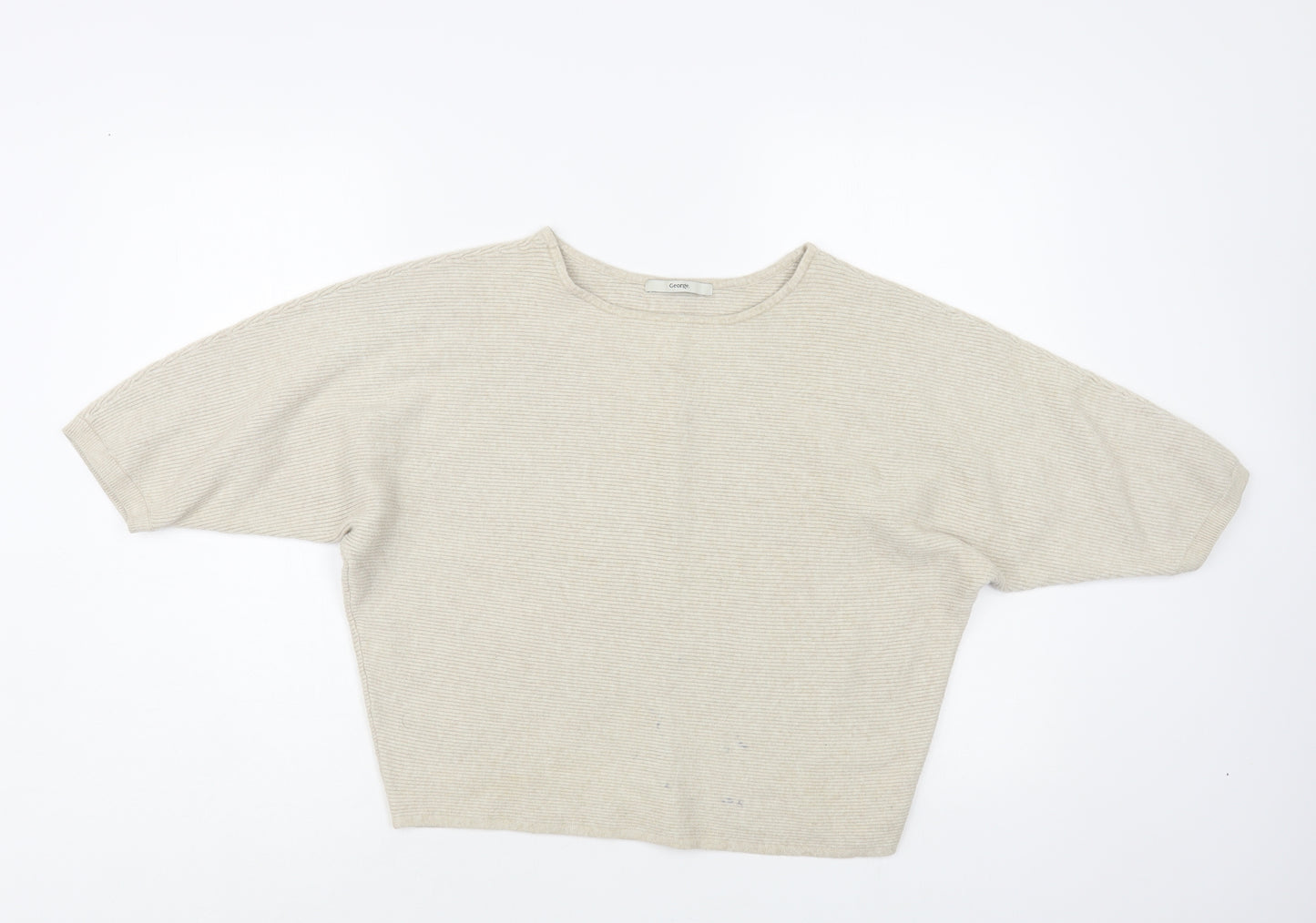 George Womens Beige Boat Neck Viscose Pullover Jumper Size L
