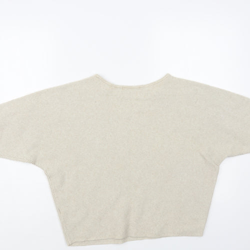 George Womens Beige Boat Neck Viscose Pullover Jumper Size L
