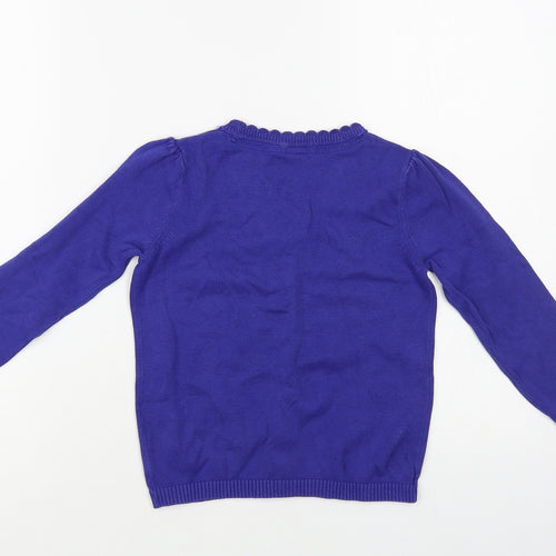 TU Girls Blue V-Neck Cotton Cardigan Jumper Size 4 Years Button - Schoolwear