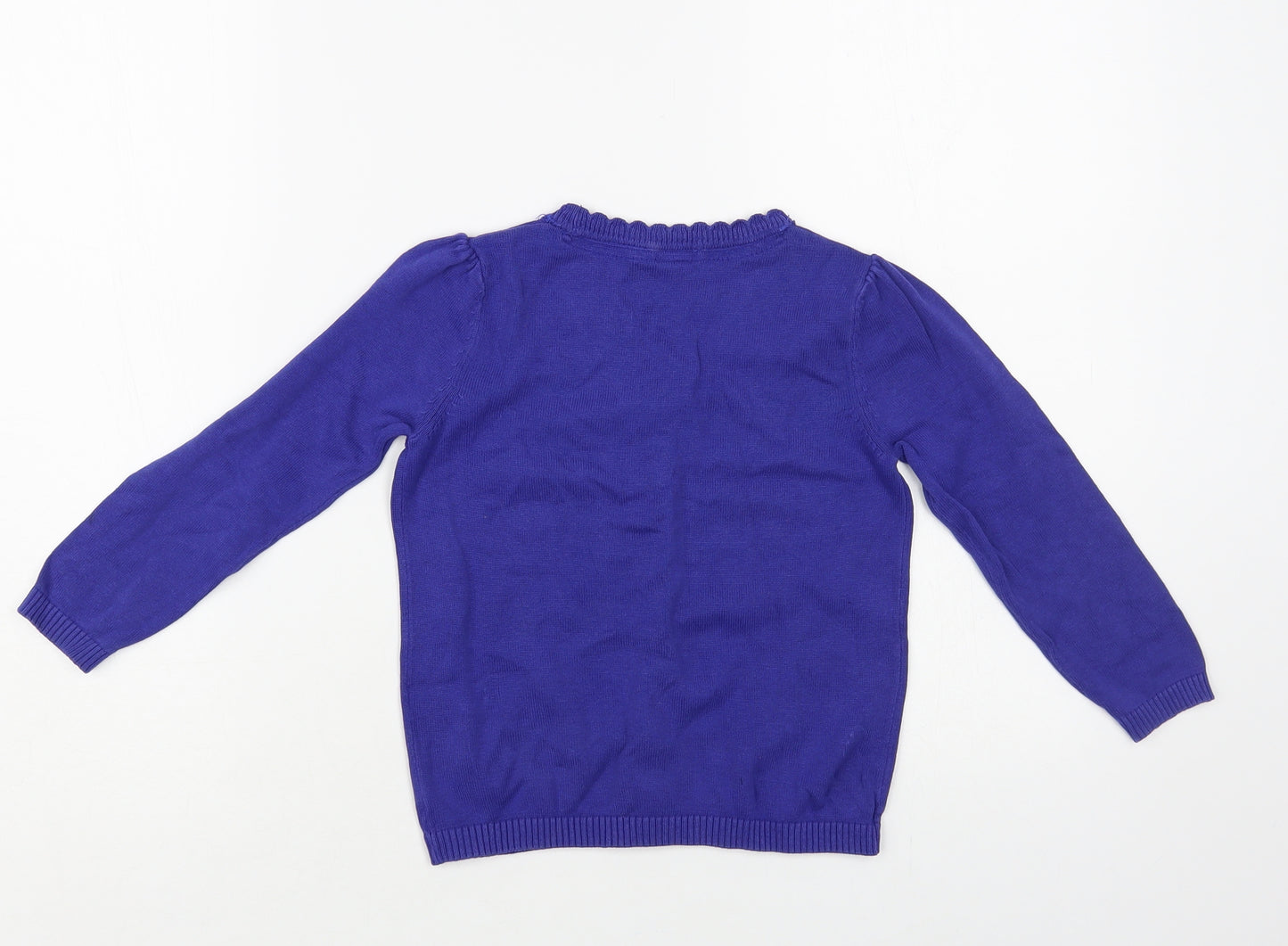 TU Girls Blue V-Neck Cotton Cardigan Jumper Size 4 Years Button - Schoolwear