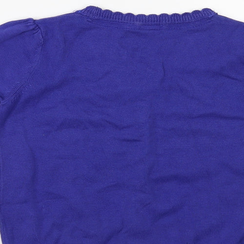 TU Girls Blue V-Neck Cotton Cardigan Jumper Size 4 Years Button - Schoolwear