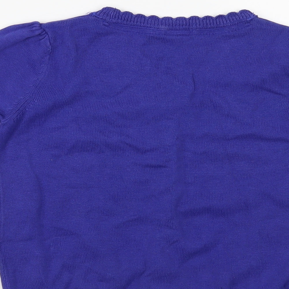 TU Girls Blue V-Neck Cotton Cardigan Jumper Size 4 Years Button - Schoolwear