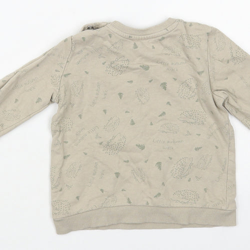 So Cute Baby Beige Geometric Cotton Pullover Jumper Size 12-18 Months Snap - Hedgehog Pattern
