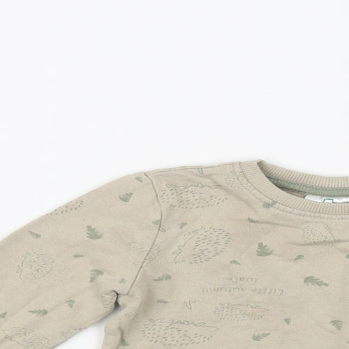 So Cute Baby Beige Geometric Cotton Pullover Jumper Size 12-18 Months Snap - Hedgehog Pattern