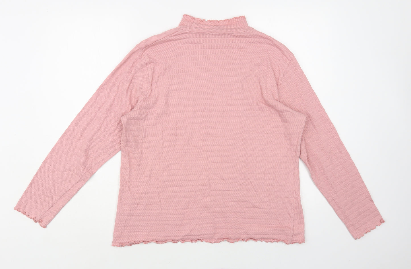 Nutmeg Womens Pink Cotton Basic T-Shirt Size 16 Mock Neck