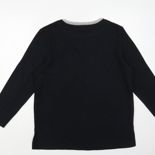 Accent Womens Black V-Neck Polyester Pullover Jumper Size 10
