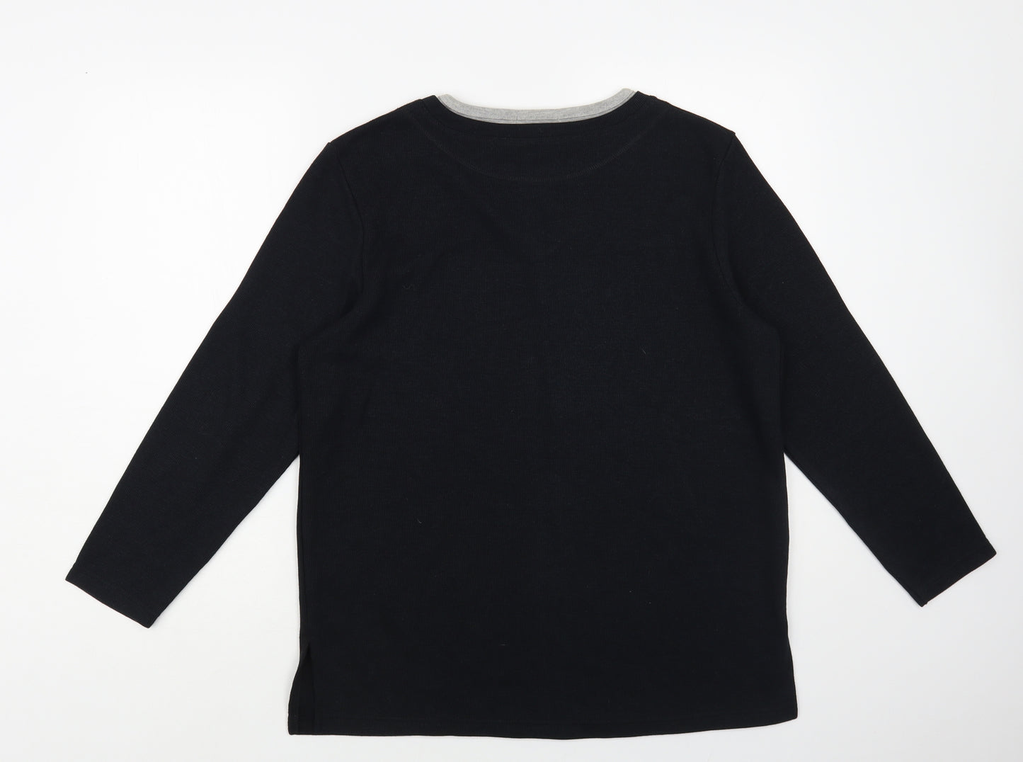 Accent Womens Black V-Neck Polyester Pullover Jumper Size 10