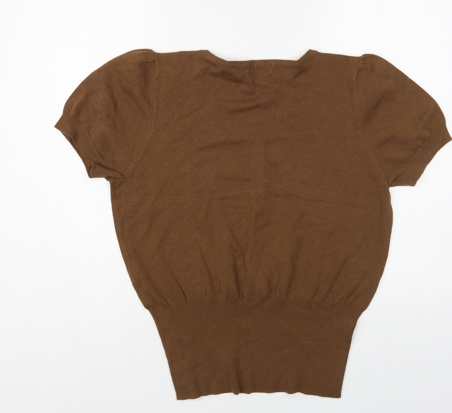 F&F Womens Brown Scoop Neck Cotton Pullover Jumper Size 18