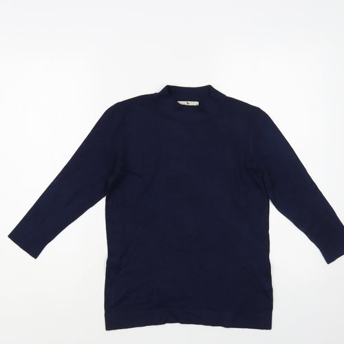 TU Womens Blue Mock Neck Viscose Pullover Jumper Size 8