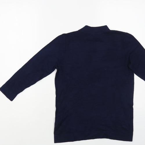 TU Womens Blue Mock Neck Viscose Pullover Jumper Size 8