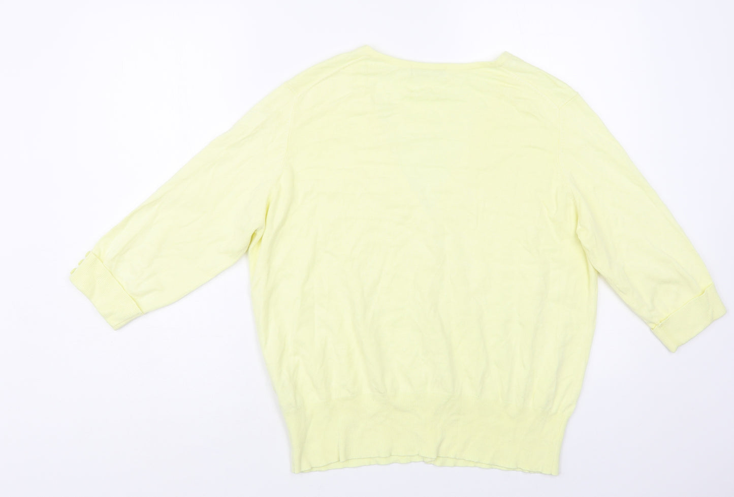 Marks and Spencer Womens Yellow V-Neck Viscose Cardigan Jumper Size 18