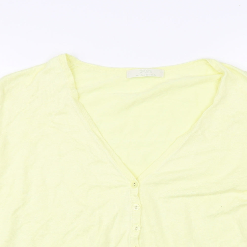 Marks and Spencer Womens Yellow V-Neck Viscose Cardigan Jumper Size 18
