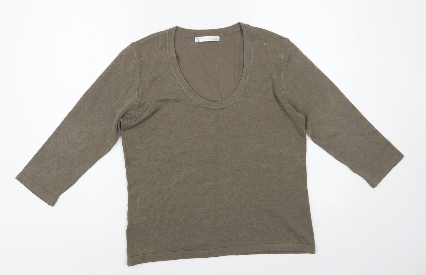 AMARANTO Womens Brown Scoop Neck Acrylic Pullover Jumper Size 14