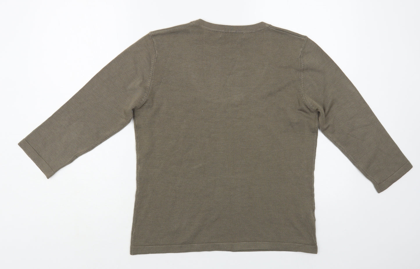 AMARANTO Womens Brown Scoop Neck Acrylic Pullover Jumper Size 14