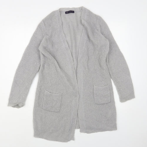 Marks and Spencer Womens Grey V-Neck Acrylic Cardigan Jumper Size 10