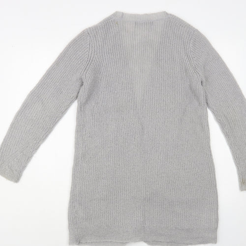 Marks and Spencer Womens Grey V-Neck Acrylic Cardigan Jumper Size 10