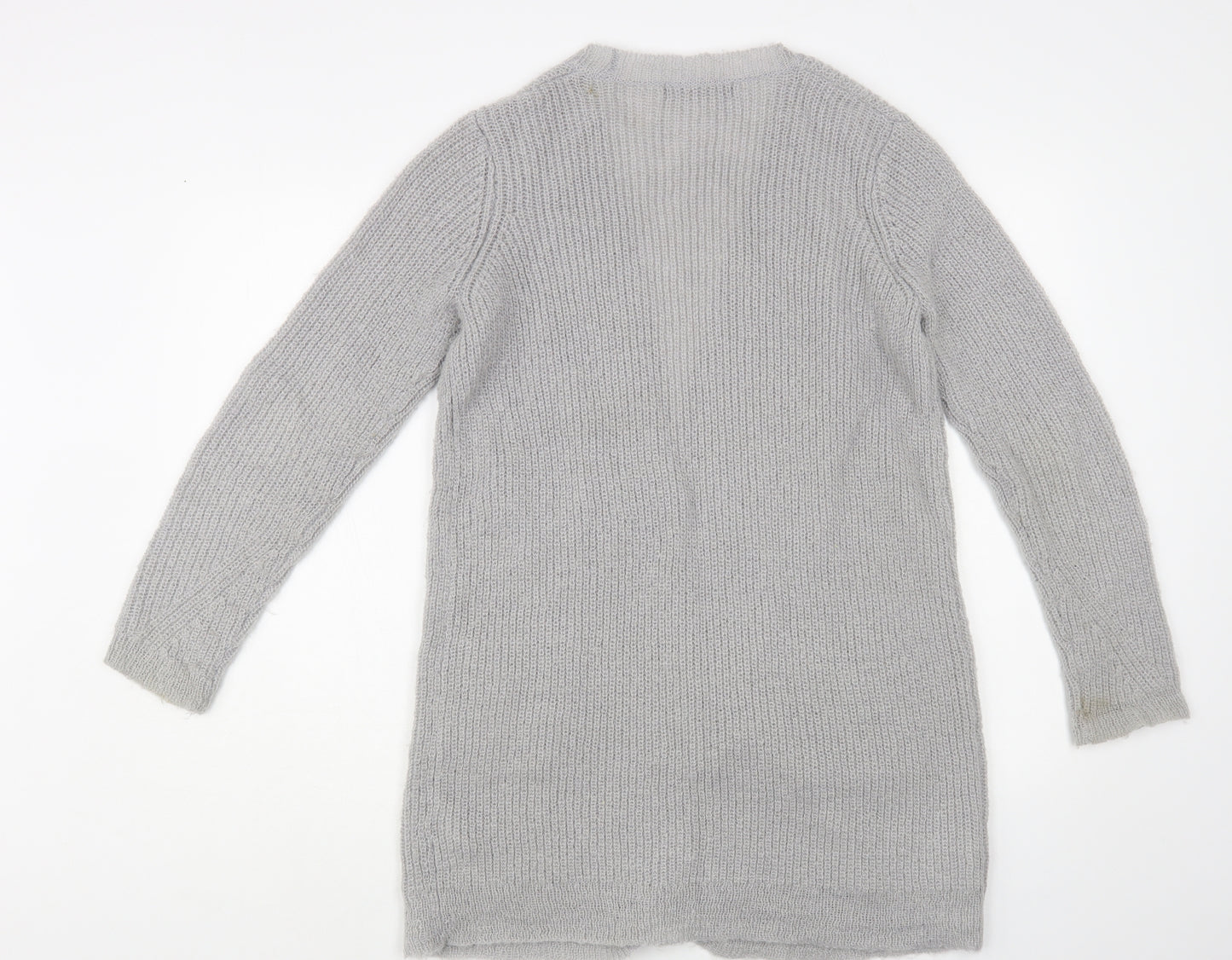 Marks and Spencer Womens Grey V-Neck Acrylic Cardigan Jumper Size 10