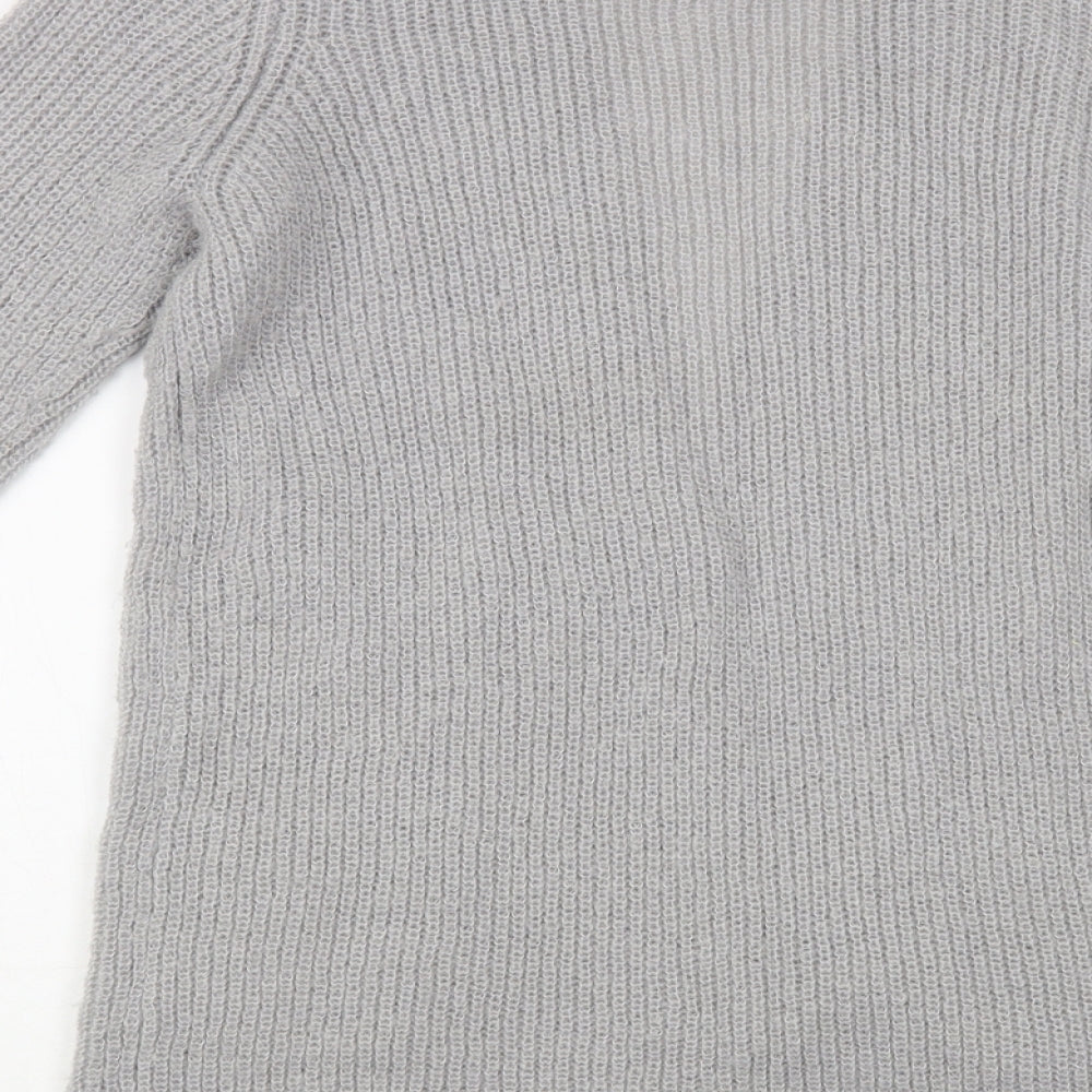 Marks and Spencer Womens Grey V-Neck Acrylic Cardigan Jumper Size 10