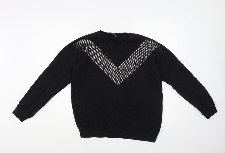 Select Womens Black Cotton Pullover Sweatshirt Size M Pullover - Embellished