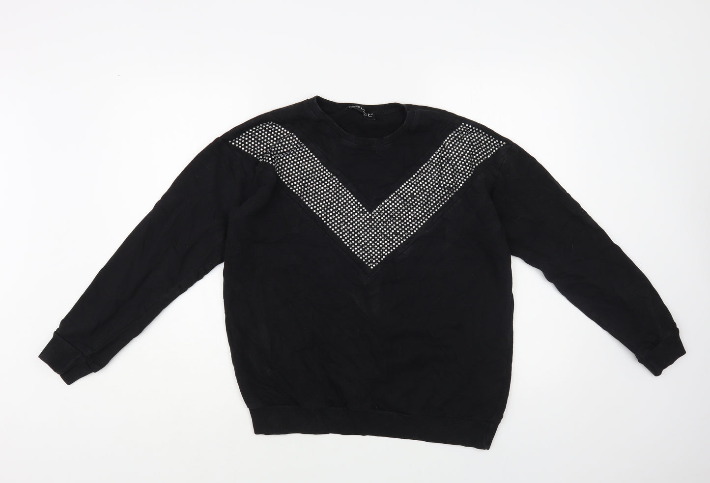 Select Womens Black Cotton Pullover Sweatshirt Size M Pullover - Embellished