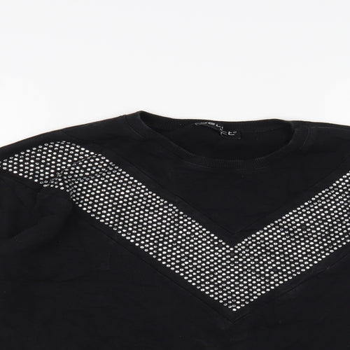 Select Womens Black Cotton Pullover Sweatshirt Size M Pullover - Embellished