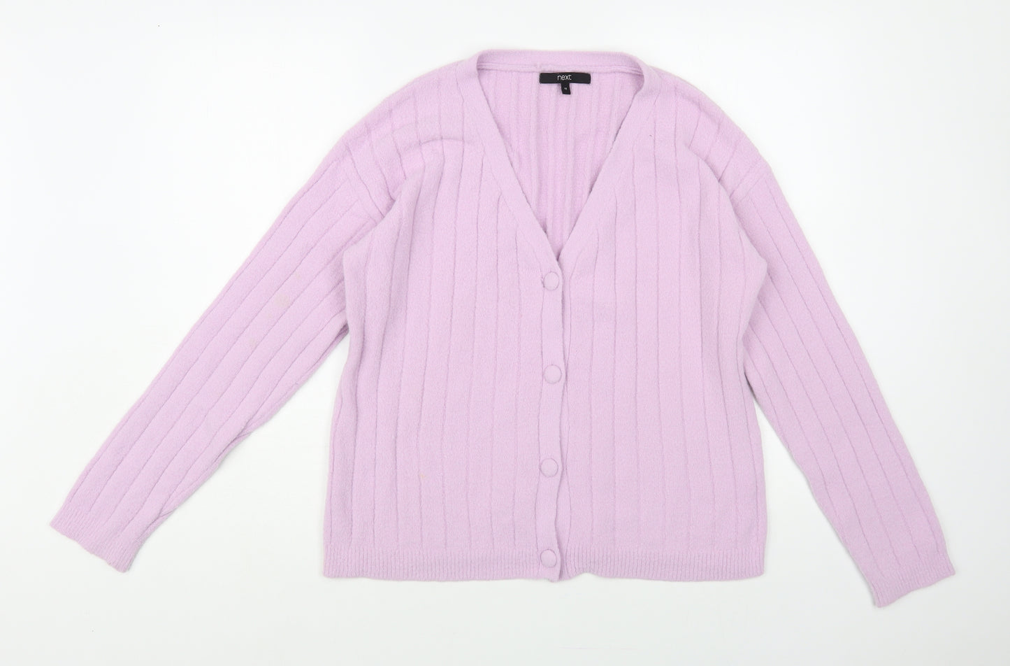 NEXT Womens Purple V-Neck Nylon Cardigan Jumper Size 14
