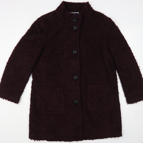 Isle Womens Purple Overcoat Coat Size L Button