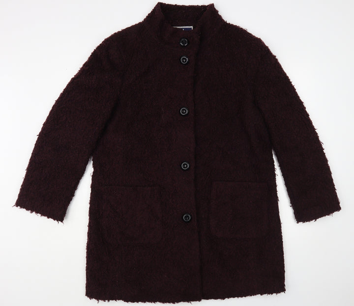 Isle Womens Purple Overcoat Coat Size L Button