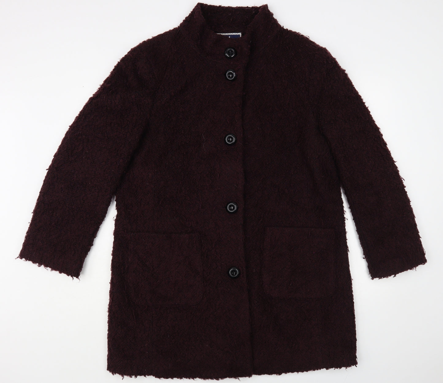 Isle Womens Purple Overcoat Coat Size L Button