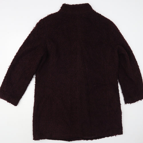Isle Womens Purple Overcoat Coat Size L Button