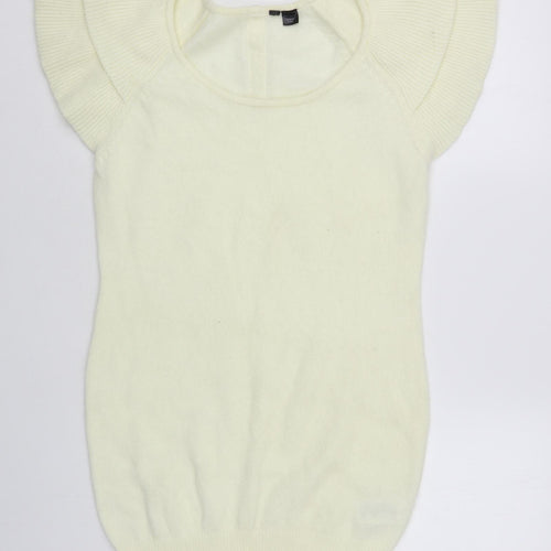 H&M Womens Ivory Scoop Neck Polyamide Pullover Jumper Size S