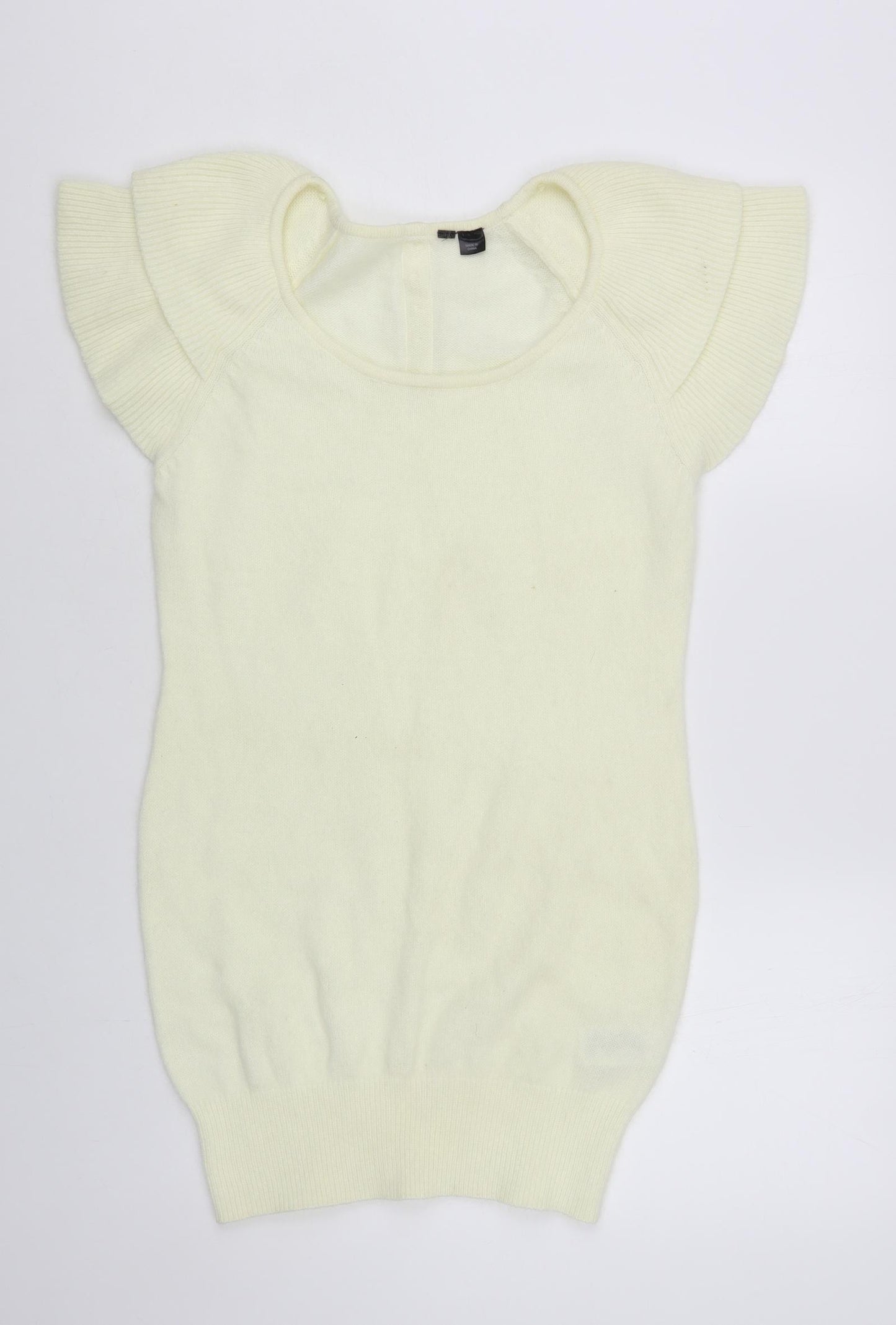H&M Womens Ivory Scoop Neck Polyamide Pullover Jumper Size S