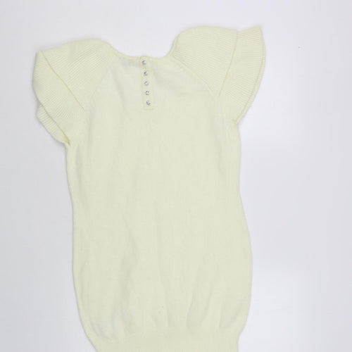 H&M Womens Ivory Scoop Neck Polyamide Pullover Jumper Size S