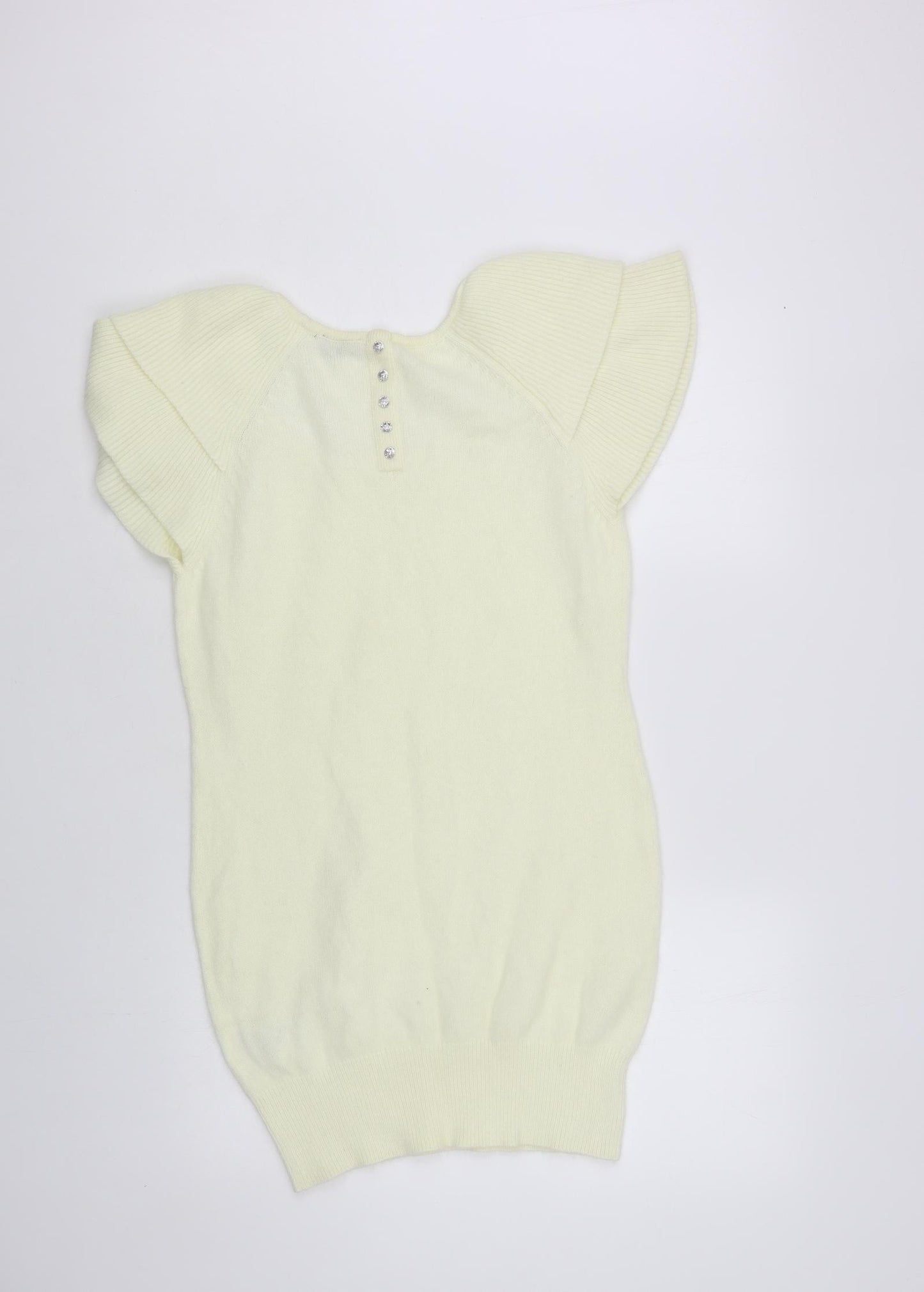 H&M Womens Ivory Scoop Neck Polyamide Pullover Jumper Size S