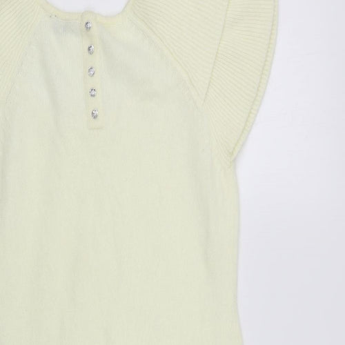 H&M Womens Ivory Scoop Neck Polyamide Pullover Jumper Size S