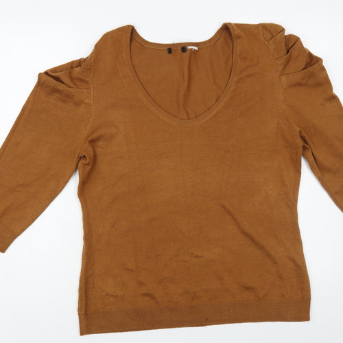 La Redoute Womens Brown Scoop Neck Acrylic Pullover Jumper Size L