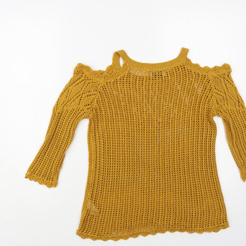 Papaya Womens Yellow Round Neck Acrylic Pullover Jumper Size 12