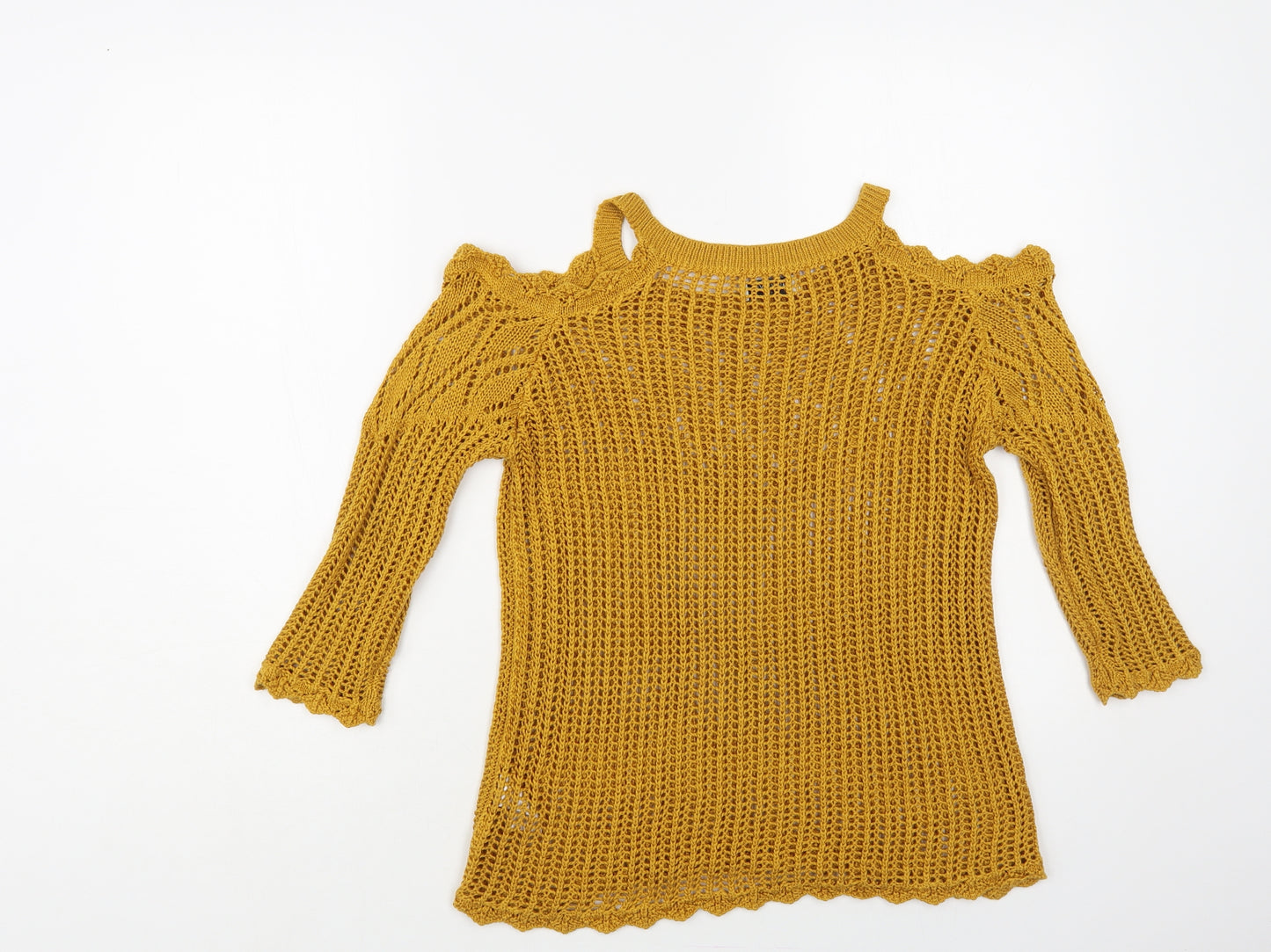 Papaya Womens Yellow Round Neck Acrylic Pullover Jumper Size 12