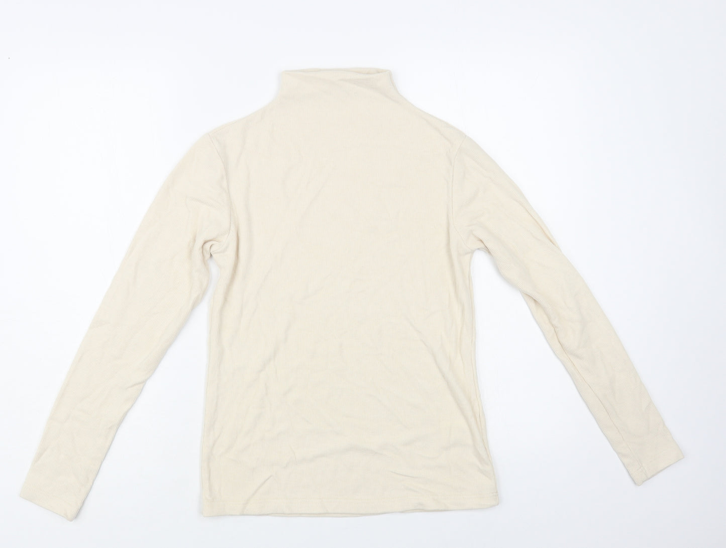 Xhange Womens Beige Mock Neck Polyester Pullover Jumper Size M