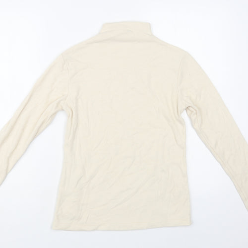 Xhange Womens Beige Mock Neck Polyester Pullover Jumper Size M