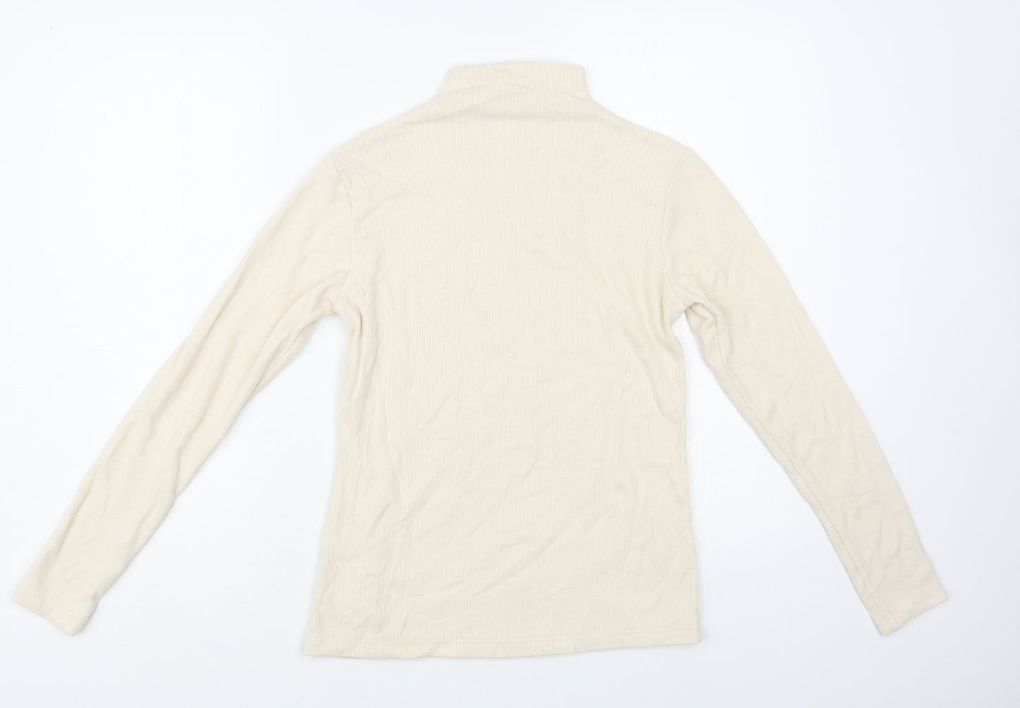 Xhange Womens Beige Mock Neck Polyester Pullover Jumper Size M