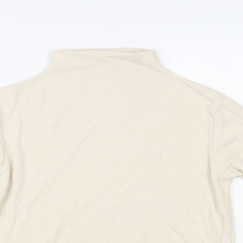 Xhange Womens Beige Mock Neck Polyester Pullover Jumper Size M