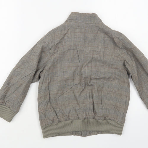 Marks and Spencer Boys Grey Plaid Bomber Jacket Jacket Size 5-6 Years Zip