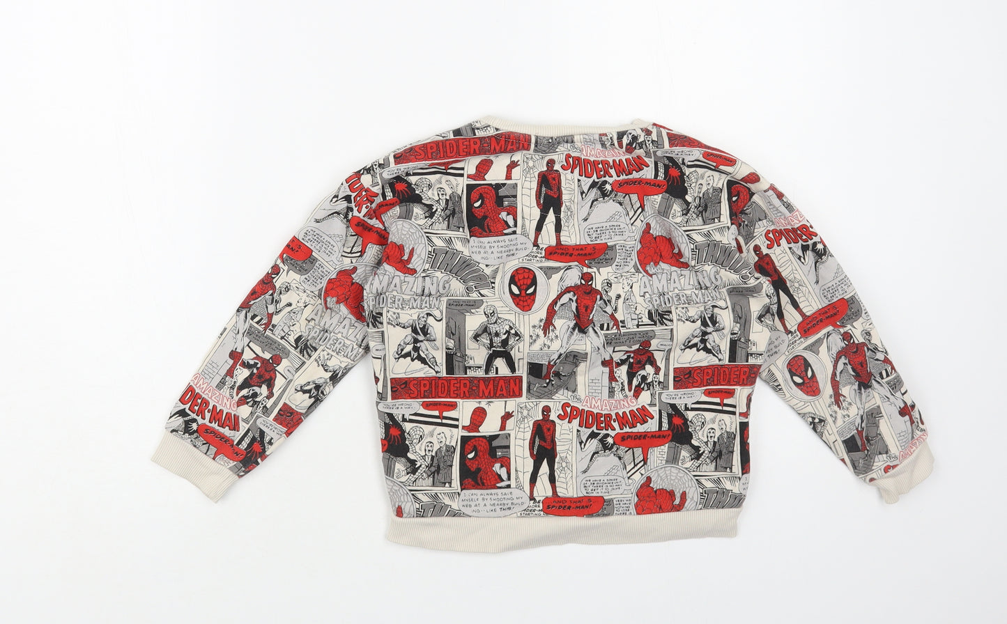 Marks and Spencer Boys Grey Geometric Cotton Pullover Sweatshirt Size 5-6 Years Pullover - Spider-Man