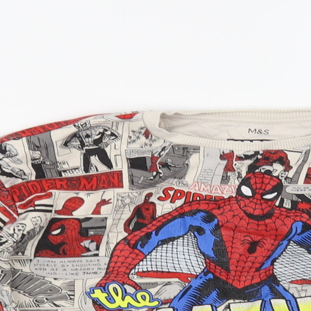 Marks and Spencer Boys Grey Geometric Cotton Pullover Sweatshirt Size 5-6 Years Pullover - Spider-Man