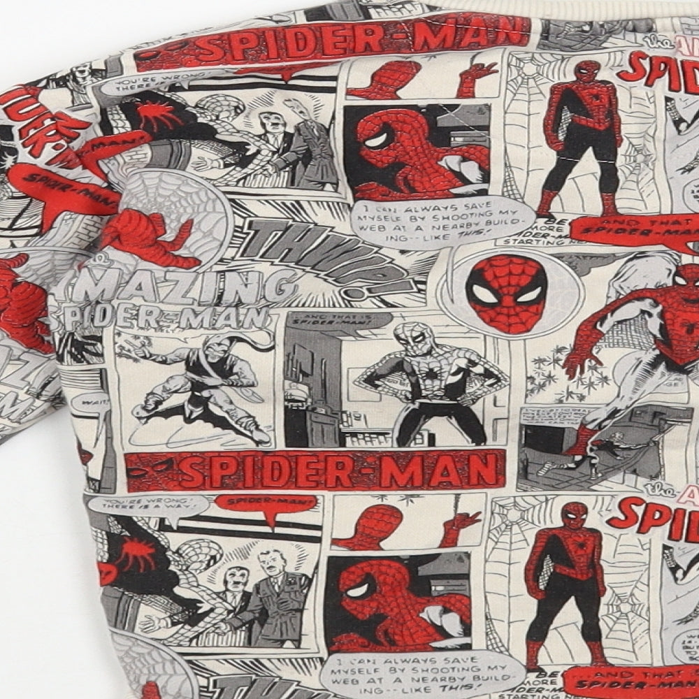 Marks and Spencer Boys Grey Geometric Cotton Pullover Sweatshirt Size 5-6 Years Pullover - Spider-Man