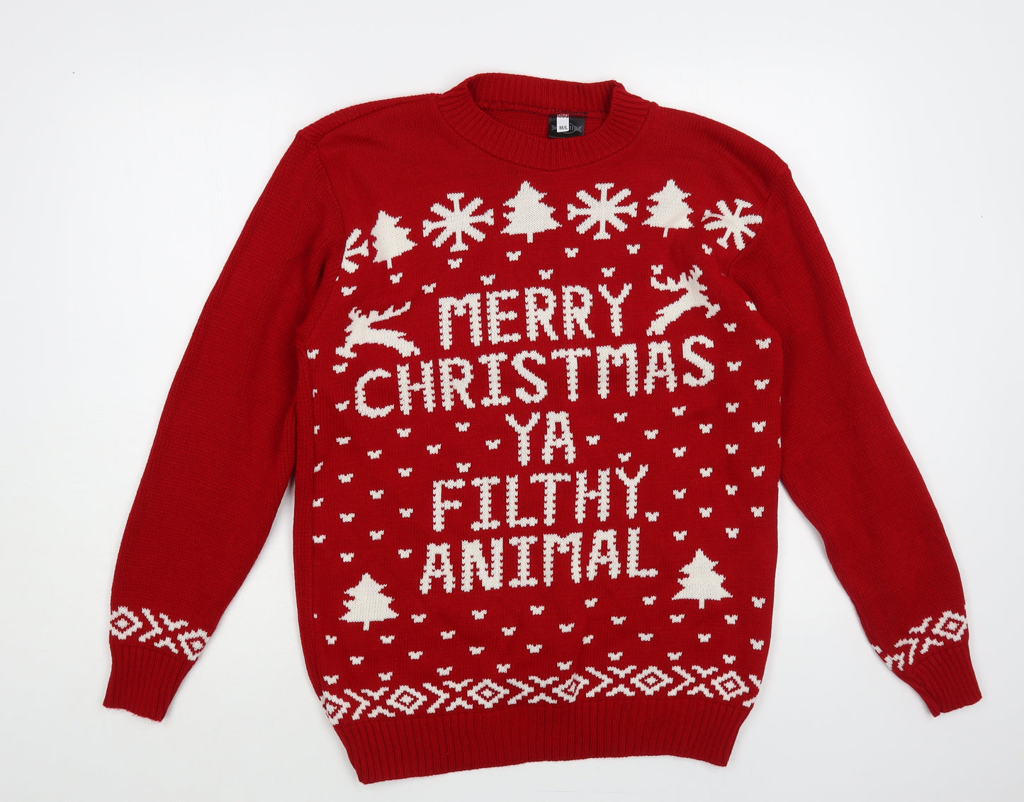 Sapphire Mens Red Crew Neck Acrylic Pullover Jumper Size M - Christmas Jumper
